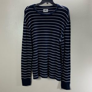 J. Crew Sweater Men's Size M Blue & White Striped Crew Neck  Long Sleeves